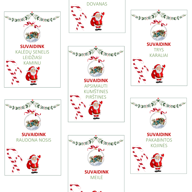 Kalėdinis PDF žaidimas „Šarados“ - 81 kortelė vakarėliui!
