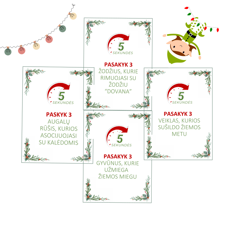 Kalėdinis PDF žaidimas „5 Sekundės“ - 63 kortelės!
