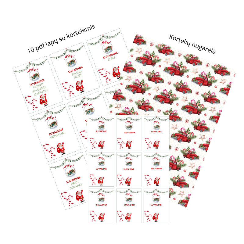 Kalėdinis PDF žaidimas „Šarados“ - 81 kortelė vakarėliui!