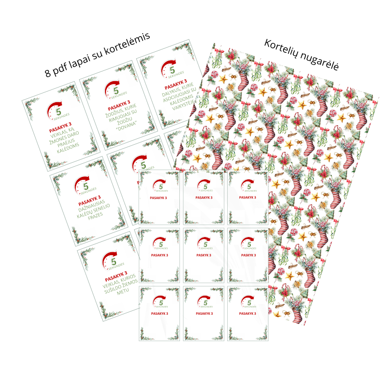 Kalėdinis PDF žaidimas „5 Sekundės“ - 63 kortelės!