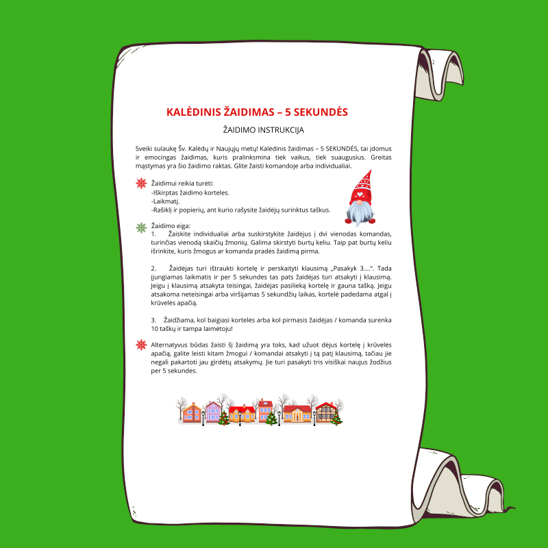 Kalėdinis PDF žaidimas „5 Sekundės“ - 63 kortelės!